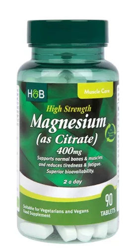 H&B magnézium-citrát tabletta 400mg 90 db - Bio és natúr étrendkiegészítők
