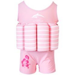  Konfidence Floatsuits™ gyermek úszóruha PINK STRIPE Rugalmas lycra anyagú úszóruha 8 kivehető úszószivacsal                    