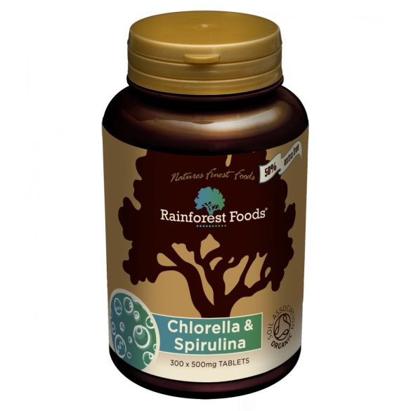Rainforest foods bio chlorella és spirulina tabletta 500mg 300 db