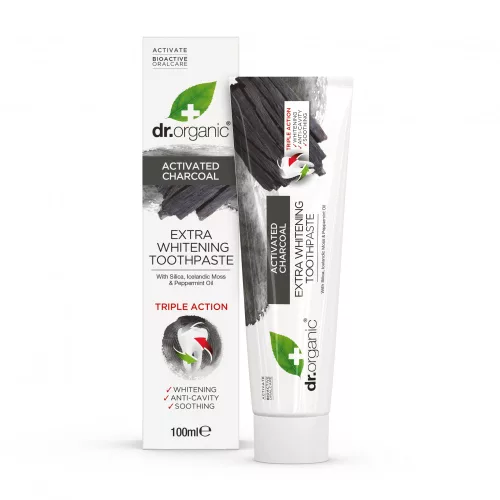 Dr.organic extra fehérítő fogkrém aktív szénnel 100 ml - Bio és natúr kozmetikumok