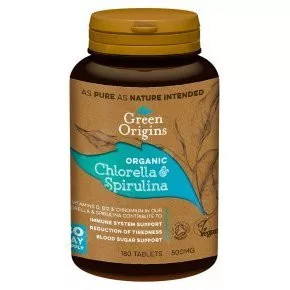 Green Origins BIO CHLORELLA és SPIRULINA alga tabletta 180 db - Bio és natúr étrendkiegészítők