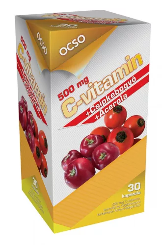 OCSO C-vitamin 500 mg +Csipkebogyó+Acerola kapszula 30 db - Bio és natúr étrendkiegészítők