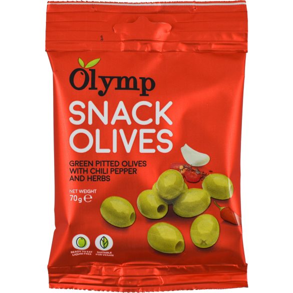 Olymp snack fűszerezett zöld magozott olajbogyó chili paprikával 70 g