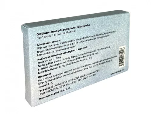 Gladiator - étrendkiegészítő kapszula férfiaknak (4 db) - Bio és natúr intim termékek