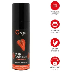 Orgie High Voltage - folyékony vibrátor - eper (15ml) – Csiklóizgató krém