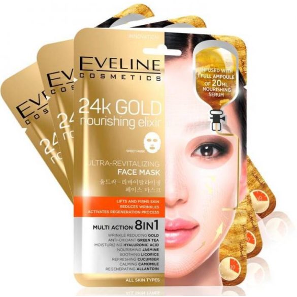 Eveline koreai textil arcmaszk bőrfiatalító 24k arannyal