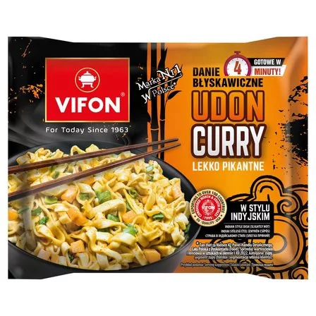 Vifon Udon Curry Indiai Instant Búzatésztás Étel (Enyhén Csípős) 90G – Készétel