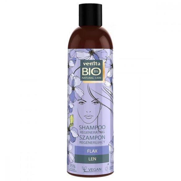 Venita 95% bio natural vegán regeneráló hajsampon sérült, törékeny hajra lenmag kivonattal 300 ml