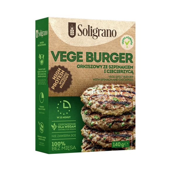 Soligrano vegán burger alappor spenóttal és csicseriborsóval 140 g