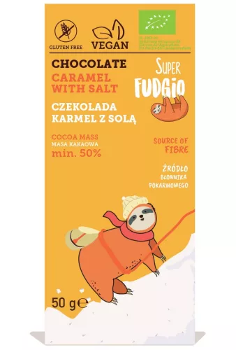 Super fudgio bio csokoládé sóskaramellel 50 g - 