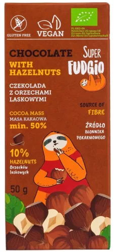 Super fudgio bio csokoládé mogyoróval 50 g - 