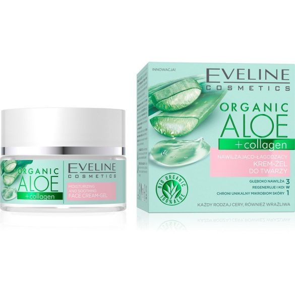 Eveline organic aloe+collagen hidratáló és nyugtató éjszakai és nappali arcgél 50 ml