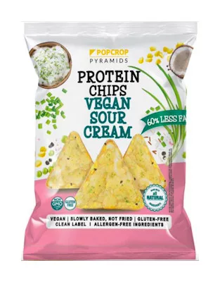 Popcrop pyramids gluténmentes vegán tejfölös-hagymás protein chips 60 g