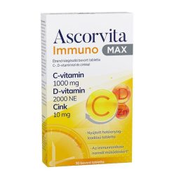 Ascorvita immuno max étrend-kiegészítő bevont tabletta c-, d-vitaminnal és cinkkel 30 db - Bio és natúr étrendkiegészítők