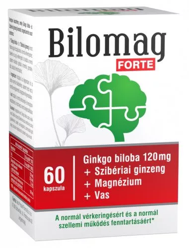 Bilomag forte 120mg gingko biloba kivonatot tartalmazó étrend-kiegészítő kapszula 60 db - Bio és natúr étrendkiegészítők