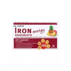 Dr.Theiss iron energy rágótabletta vassal, cinkkel és vitaminokkal mangó-ananász ízben 30 db - 