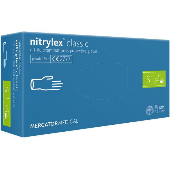 Nitrylex S-es egyszerhasználatos púdermentes nitril kesztyű kék 100db