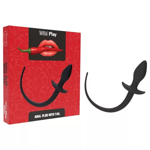 Wild Play - anál dildó farokkal (fekete) - Bio és natúr intim termékek