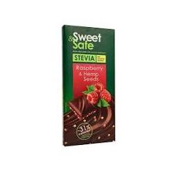 Sweet&safe étcsoki málnával,kenderrel,steviával 90 g