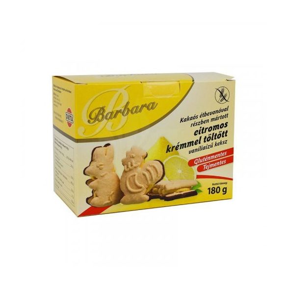 Barbara gluténmentes vaníliás keksz citrom tölt. étbevonatos 180 g