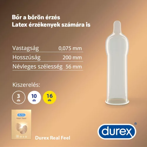 Durex Real Feel - latexmentes óvszer (16 db) - Bio és natúr intim termékek