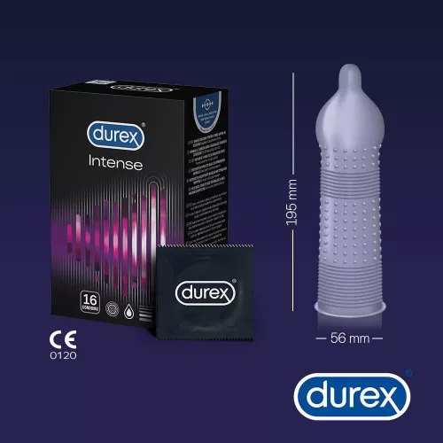 Durex Intense - bordázott és pontozott óvszer (16 db) - Bio és natúr intim termékek