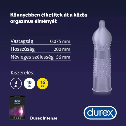 Durex Intense - bordázott és pontozott óvszer (16 db) - Bio és natúr intim termékek