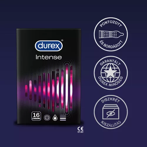Durex Intense - bordázott és pontozott óvszer (16 db) - Bio és natúr intim termékek