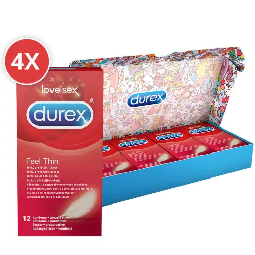 Durex Feel Thin - élethű érzés óvszer csomag (4 x 12 db) - Bio és natúr intim termékek