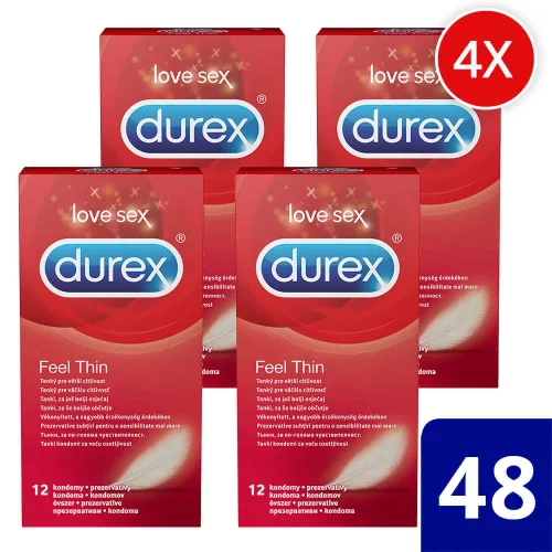 Durex Feel Thin - élethű érzés óvszer csomag (4 x 12 db) - Bio és natúr intim termékek