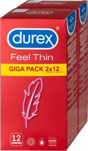 Durex Feel Thin - élethű érzés óvszer csomag (2x12db) - Bio és natúr intim termékek