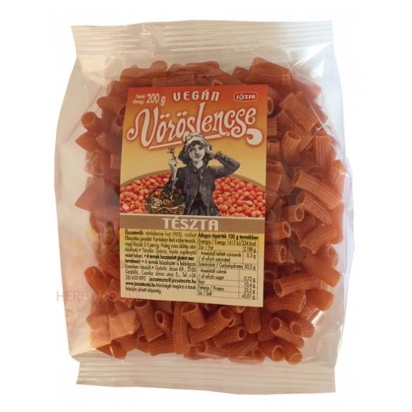 Vegán Józsa Tészta Vöröslencse Rövidcső 200G