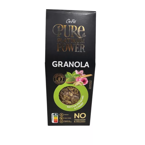 Pure Platinum Power granola gluténmentes matcha-pisztácia-cseresznyés 225 g