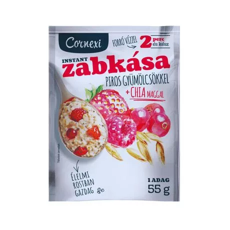 Cornexi zabkása piros gyümölcsökkel, chia maggal 55 g - Bio és natúr élelmiszerek
