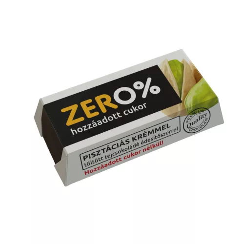 Szerencsi zero pisztácia ízű krémmel töltött tejcsokoládé édesítőszerrel 21 g