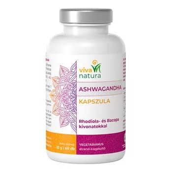 Viva natura ashwagandha rhodiola és bacopa kivonatokkal vegetáriánus étrend-kiegészítő kapszula 60 db - Bio és natúr étrendkiegészítők