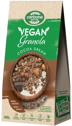Cerbona vegán granola müzli kakaós-mandulás 300 g - Bio és natúr élelmiszerek