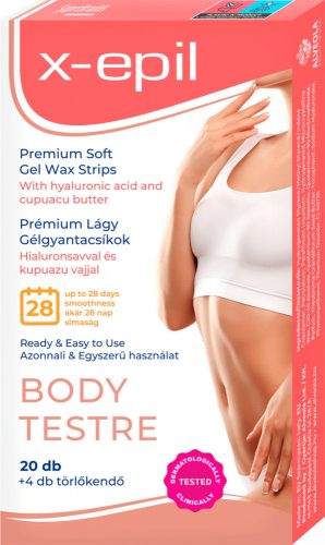 X-Epil hidratáló gélgyantacsíkok hialuronnal testre 20 db - 
