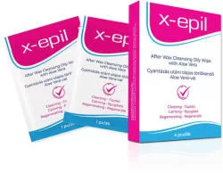 X-Epil - Gyantázás utáni olajos törlőkendő (4db) - Aloe Vera - Bio és natúr intim termékek