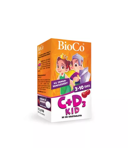 BIOCO C+D3 KID CSERESZNYE TABLETTA 90DB - Bio és natúr étrendkiegészítők