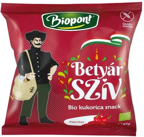 BIOPONT BIO KUKORICÁS SNACK BETYÁR SZÍV - Bio és natúr élelmiszerek