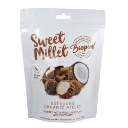   Biopont bio sweet millet tejcsokoládés kókuszos extrudált köles, gluténmentes 55 g