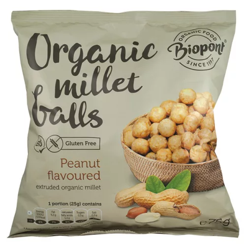 Biopont bio extrudált kölesgolyó földimogyorós 75 g - Bio és natúr élelmiszerek