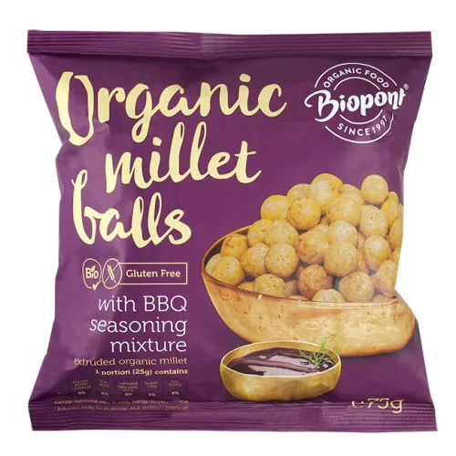Biopont bio extrudált kölesgolyó barbecue 75 g - Bio és natúr élelmiszerek