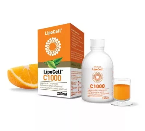 Lipocell c1000 liposzómás c-vitamin és bioflavonoid tartalmú folyékony étrend-kiegészítő narancs ízesítéssel 250 ml - Bio és natúr étrendkiegészítők