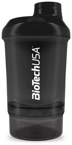 BiotechUSA Keverőpalack Biotech Wave+ Nano 300ml (+150ml) fekete-füst - 
