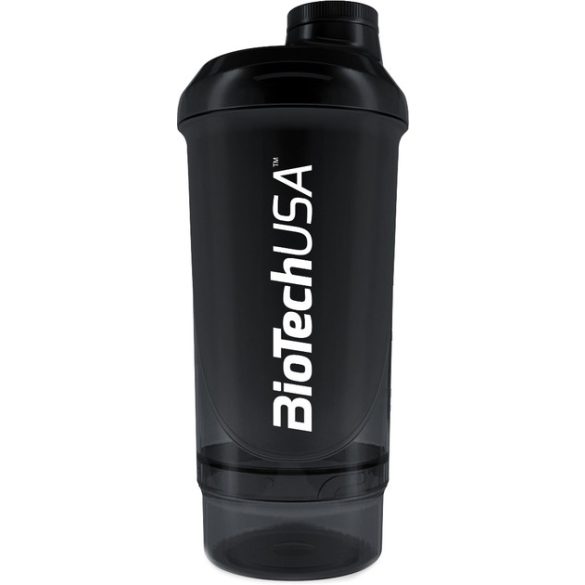 BiotechUSA Keverőpalack Biotech Wave+ Compact 500ml (+150ml) fekete-füst