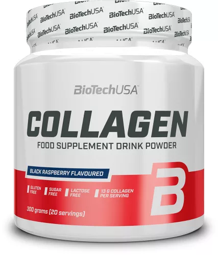 BiotechUSA Collagen 300g fekete málna - Bio és natúr étrendkiegészítők