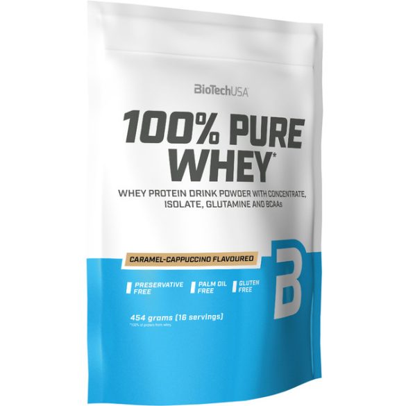 BiotechUSA 100% Pure Whey 454g karamell-cappuccino