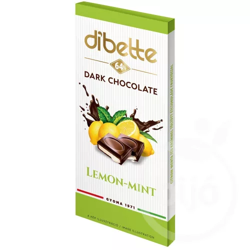 Diabette töltött étcsokoládé citrom-menta 80 g - Bio és natúr élelmiszerek